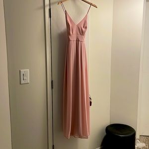 Light pink bridesmaids dress. Size 6. Worn once and has been dry cleaned.
